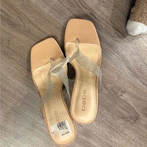 Bebe Beige and Silver Women's Sandals